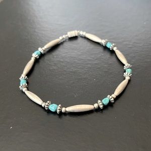 Silver and turquoise anklet